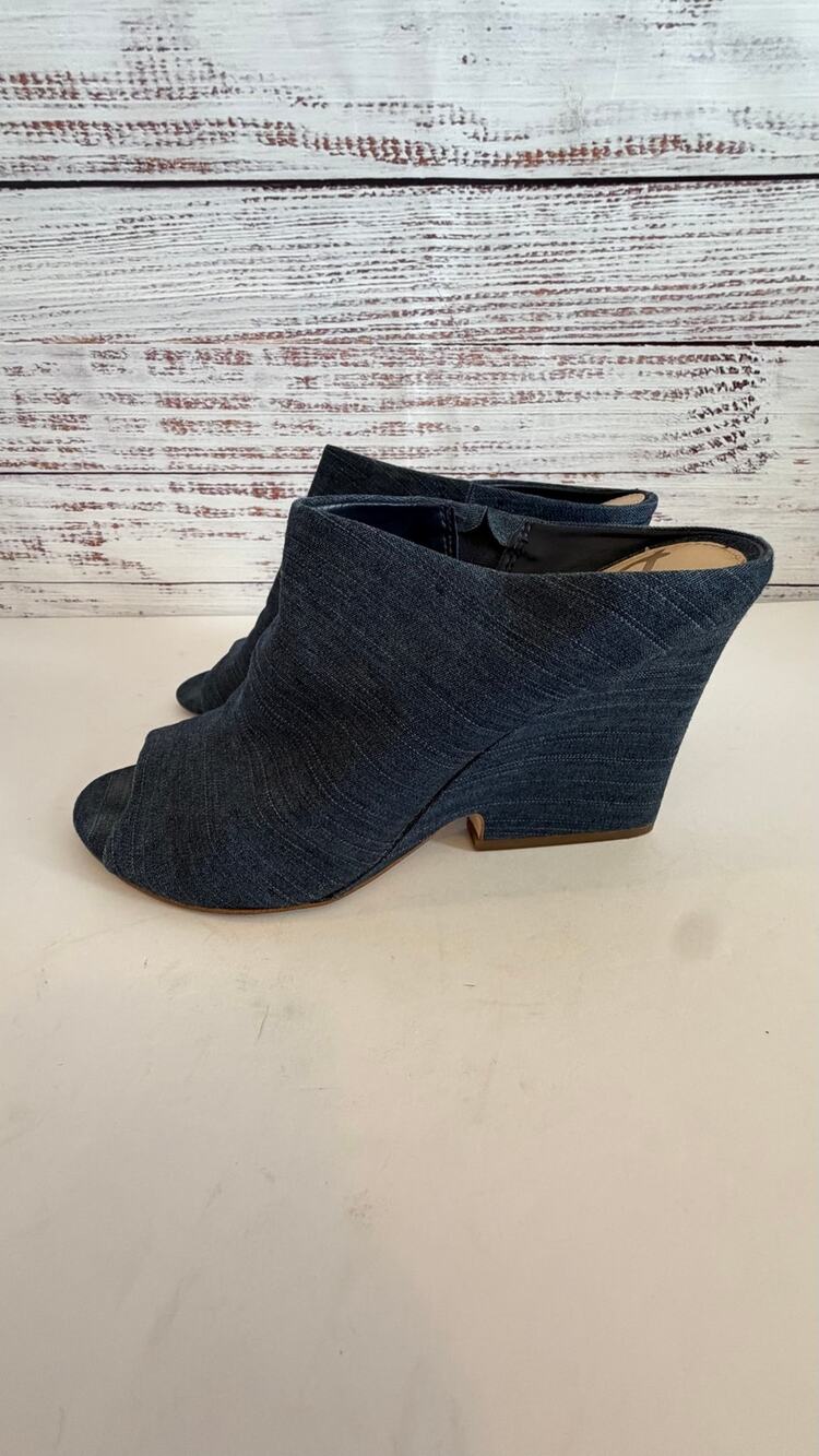 Sam Edelman "Kaye" Denim Wedge Mules Size 8 1/2